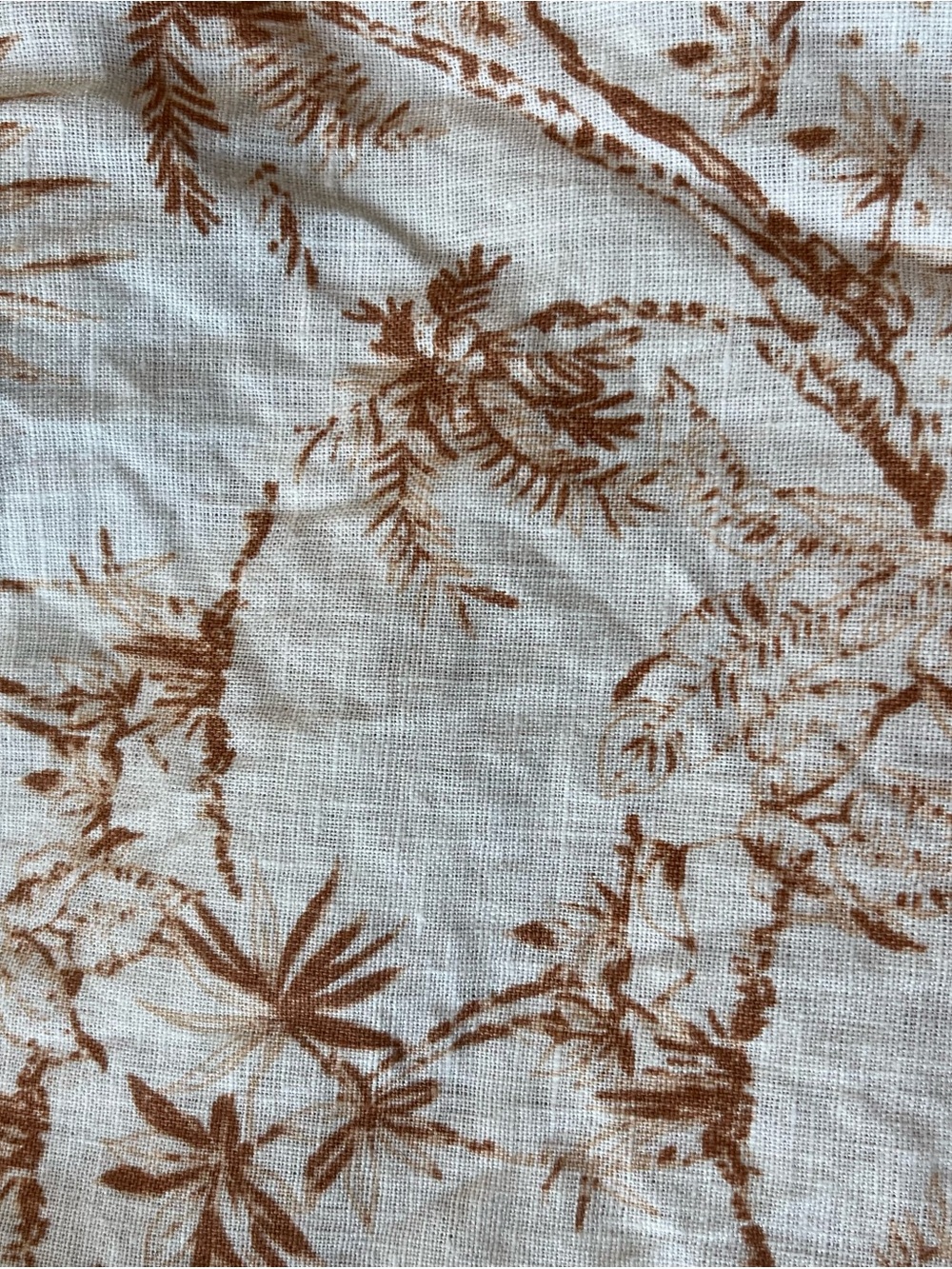 C&C California Cream 100% Linen Wide Leg Pants with Brown Floral Print - Picture 9 of 10